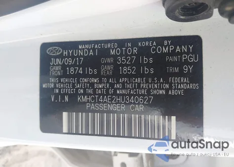 2017 Hyundai Accent Value Edition из США, поврежденный, VIN KMHCT4AE2HU340627